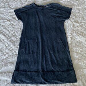 Chico’s Zenergy Sweatshirt Dress 1 US M 8-10 Blue Athleisure Tie Short Pullover